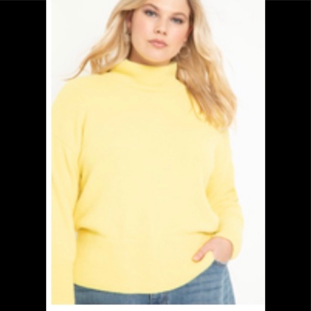 ELOQUII Mock neck Cashmere-blend sweater Pale-yellow colored Size 14/16